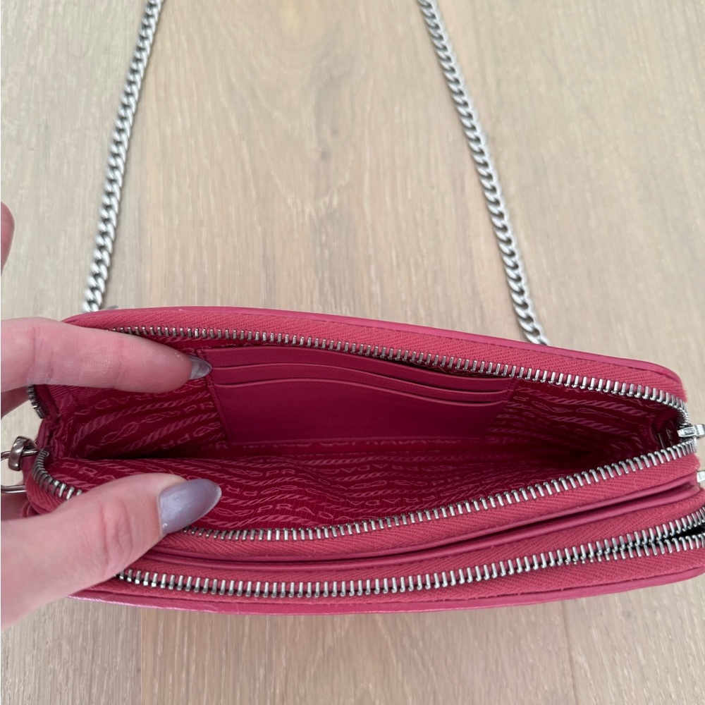 Prada Double Zip Quilted Leather Crossbody Bag Pink - Picture 7 of 11